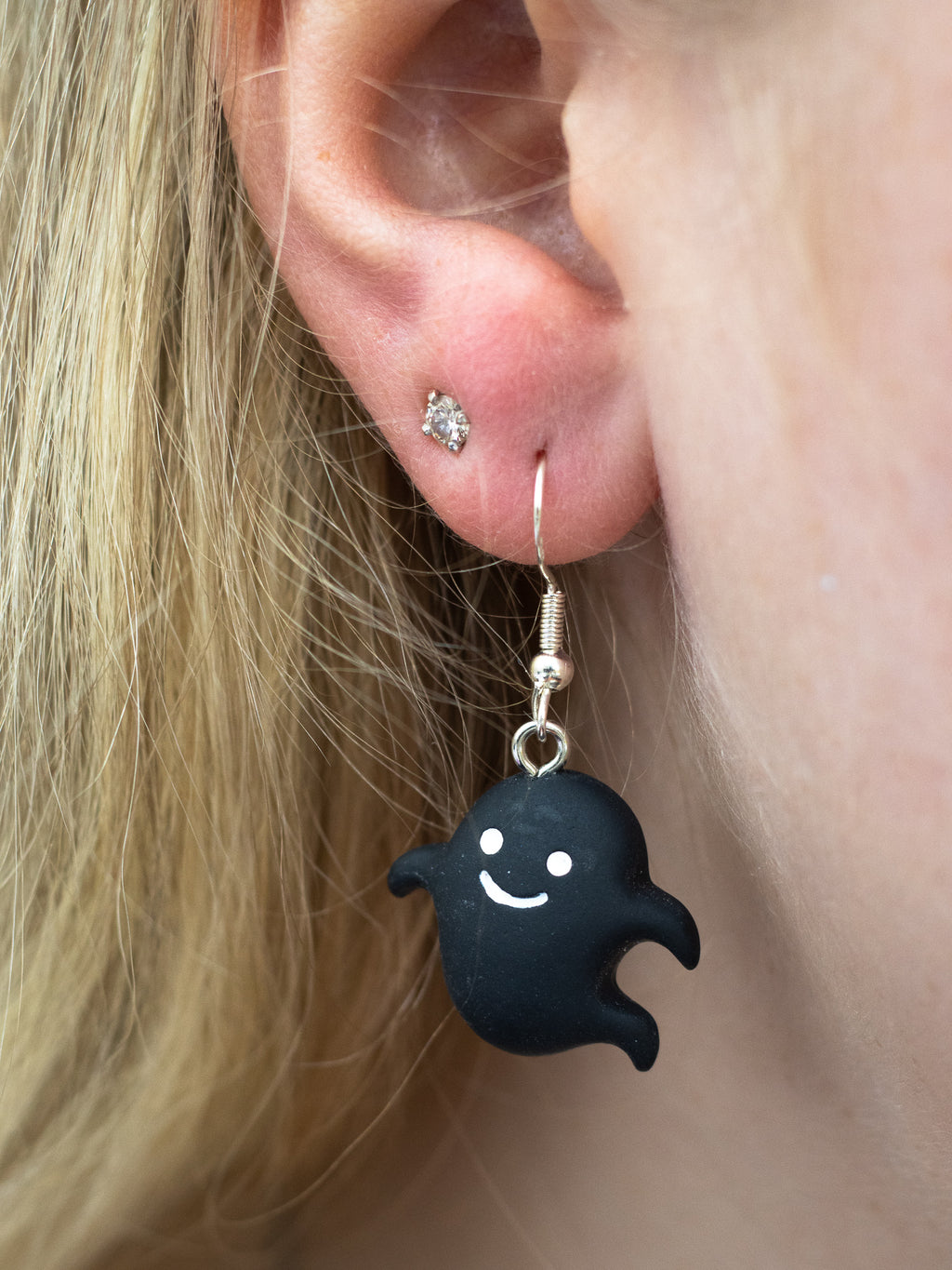 Black Resin Ghost Earrings